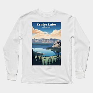 Crater Lake National Park Travel Poster Long Sleeve T-Shirt